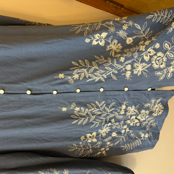 J.Jill Blue Long Sleeve Button-Down Tunic - Size M Tall - Picture 5 of 7